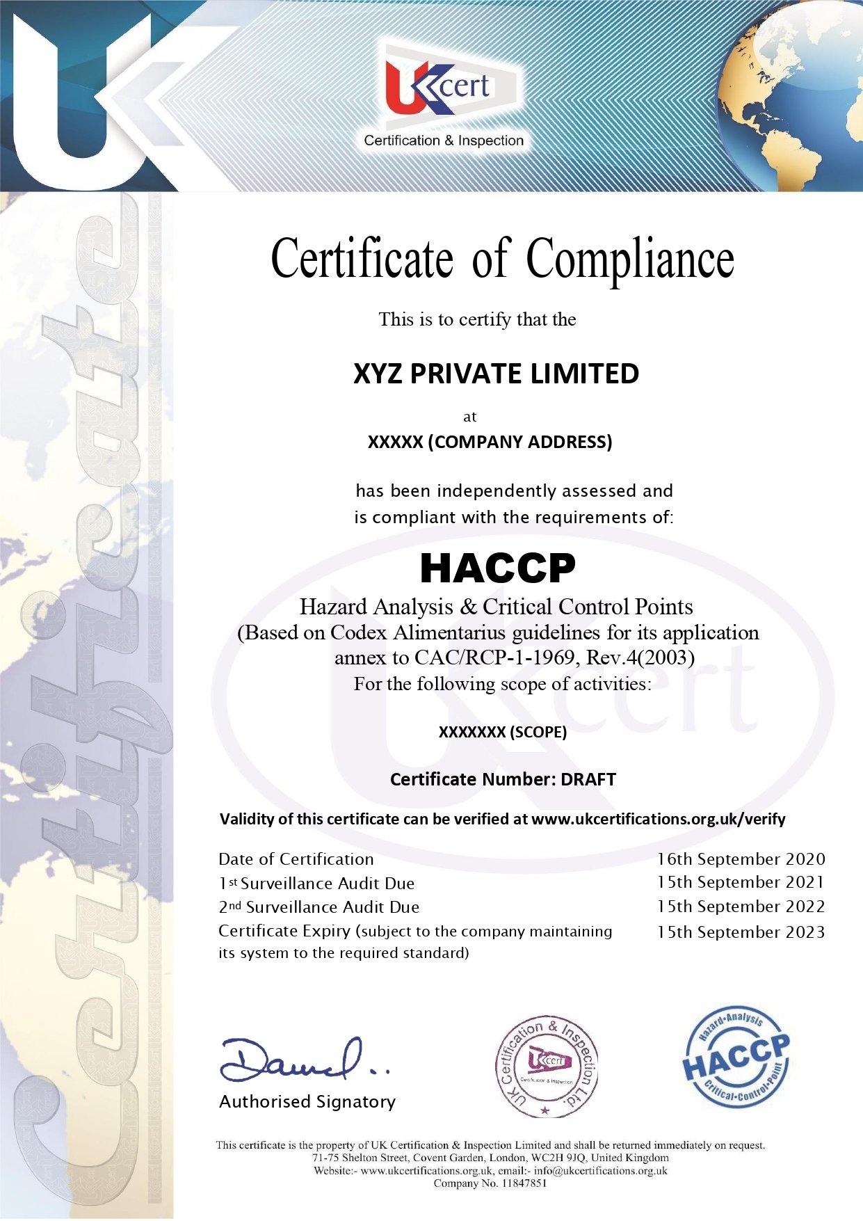 Haccp certification on sale