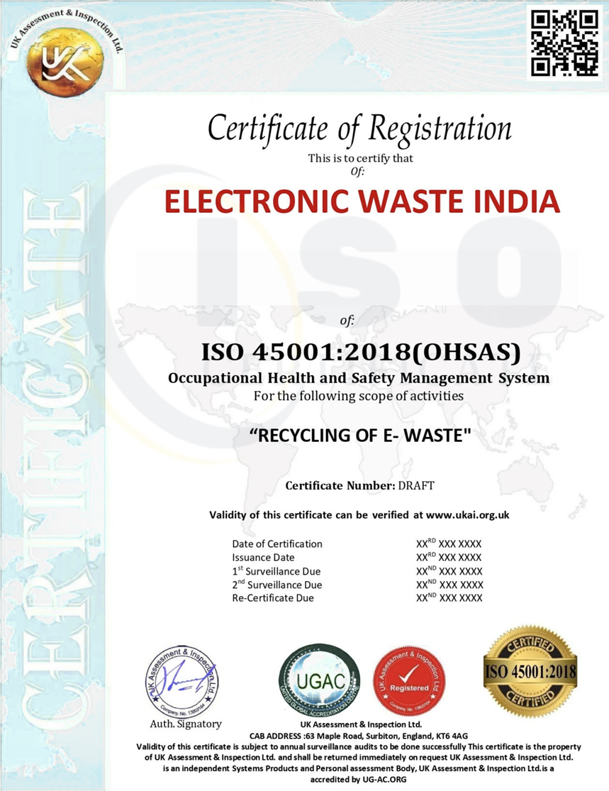 Sample ISO 45001:2018 Non-IAF Certification Certificate