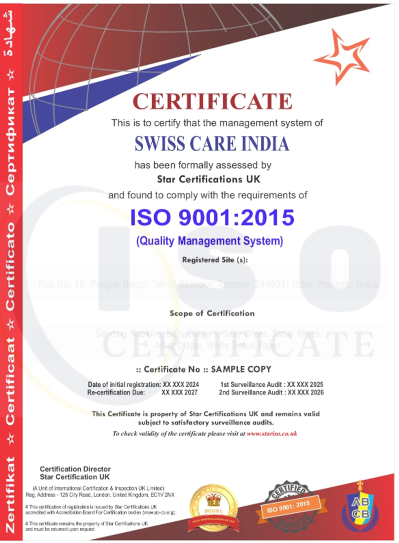 Sample ISO 9001:2015 Non-IAF Certification Certificate